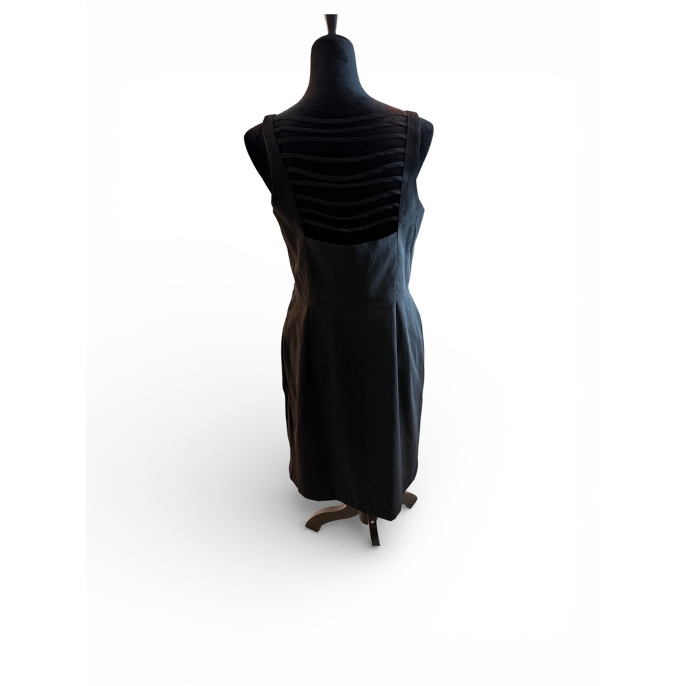 Womens Black Strappy Ladder Back Sweetheart Sheath Cocktail Dress Knee Length - Picture 3 of 7